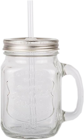 Clear Retro Clear 15oz Handled Summer Cocktail Jam Jars Beer Glass BBQ Drinking Lid Straw