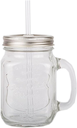 Clear Retro Clear 15oz Handled Summer Cocktail Jam Jars Beer Glass BBQ Drinking Lid Straw